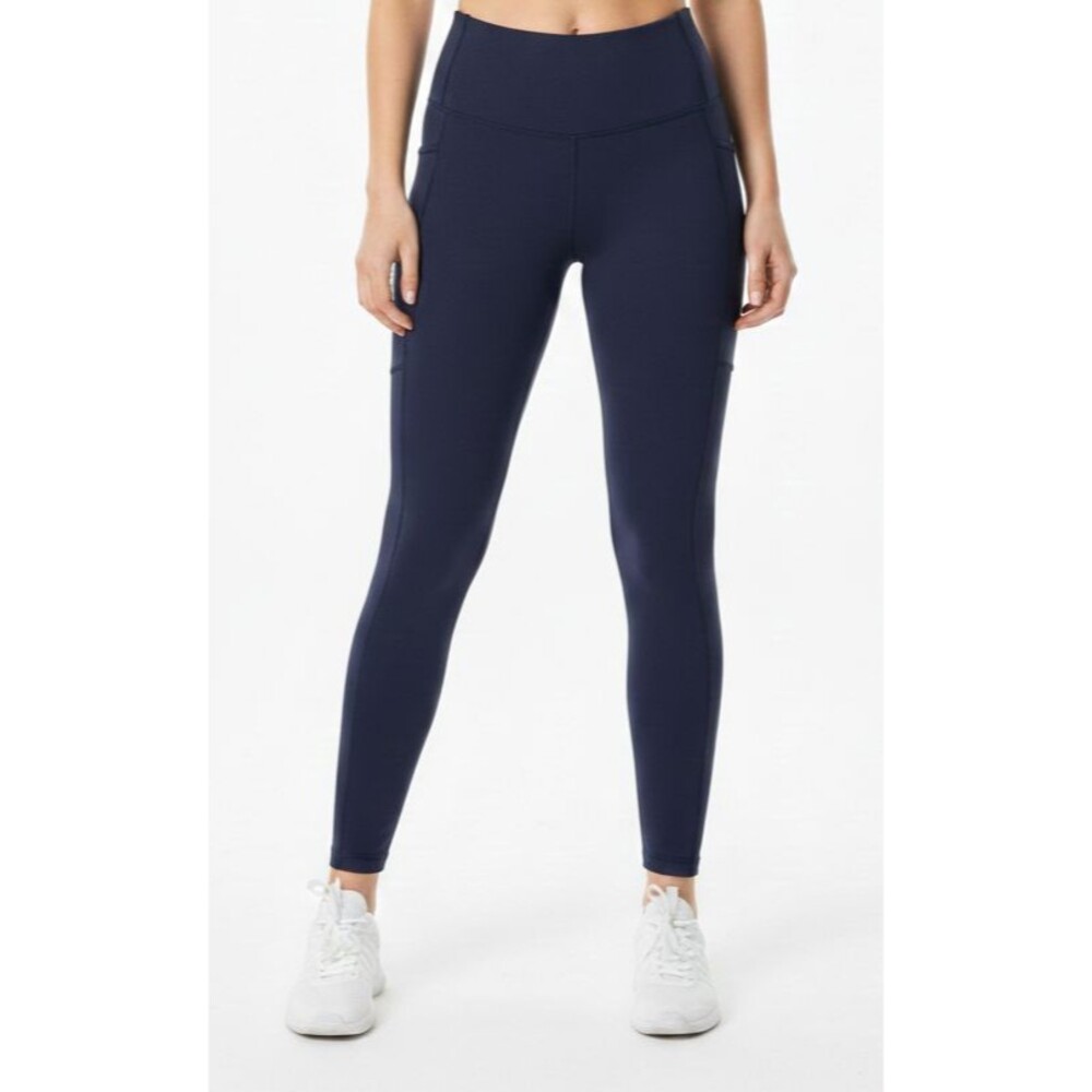 Juicy Couture Leggings Womens Sport Side Pockets Size L Navy Blue EUC Activewear